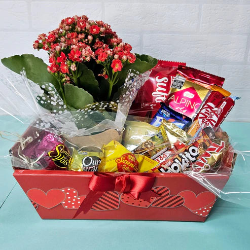 Cesta Carinho con chocolates y flores