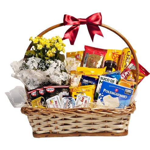 Complete Breakfast Basket with Flowers