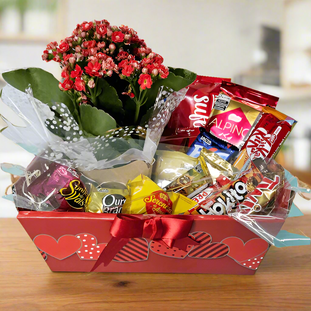 Cesta Carinho con chocolates y flores