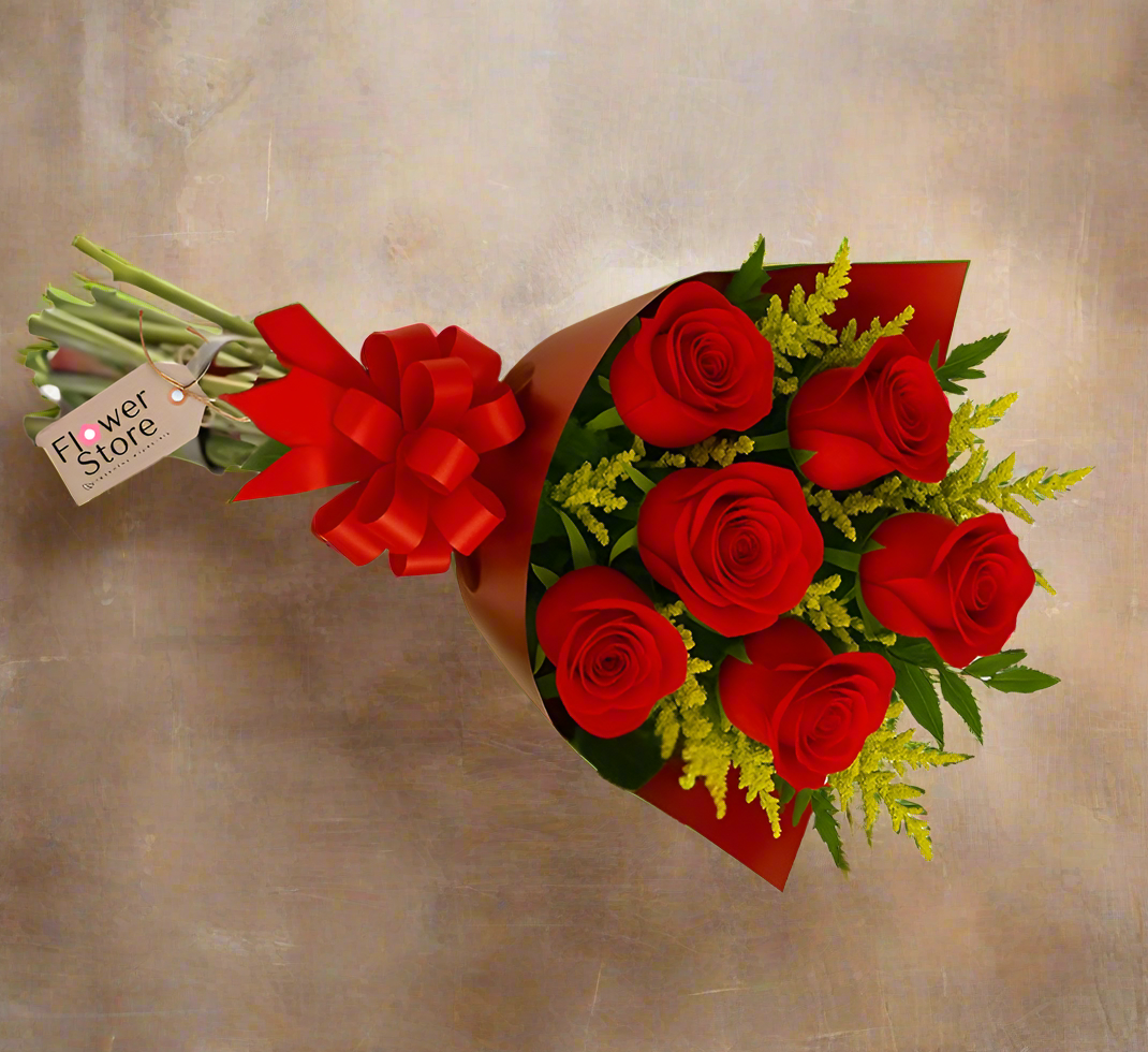 Buquê 6 Rosas Vermelhas Importadas