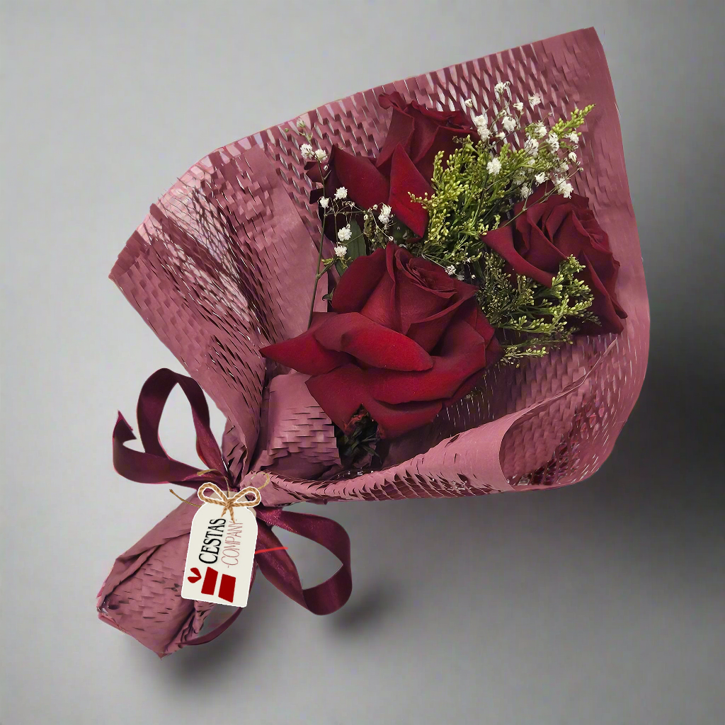 Buquê Trio de Rosas Colombianas Red Love