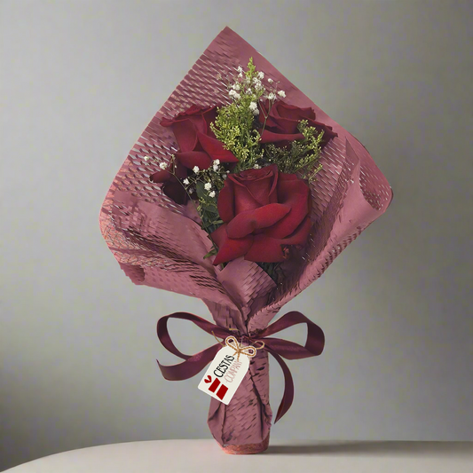 Buquê Trio de Rosas Colombianas Red Love