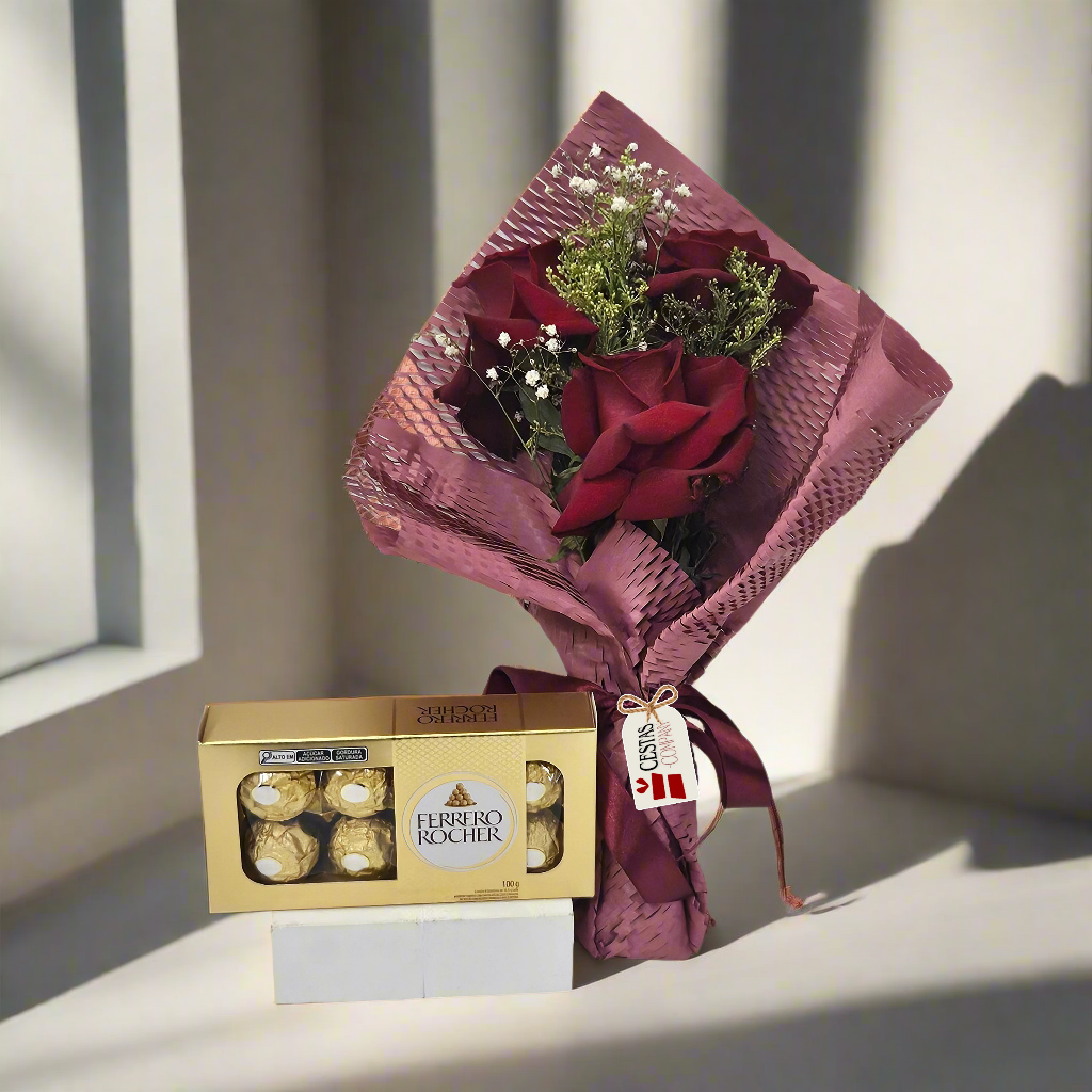 Buquê Trio de Rosas Colombianas Red Love